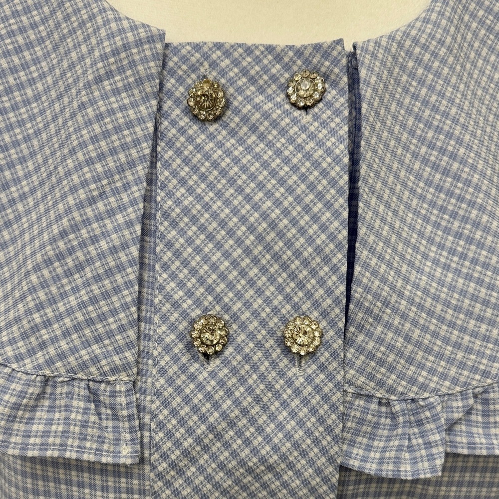 J.ING Light Blue Gingham Ruffle Collar Blouse - Picture 3 of 9